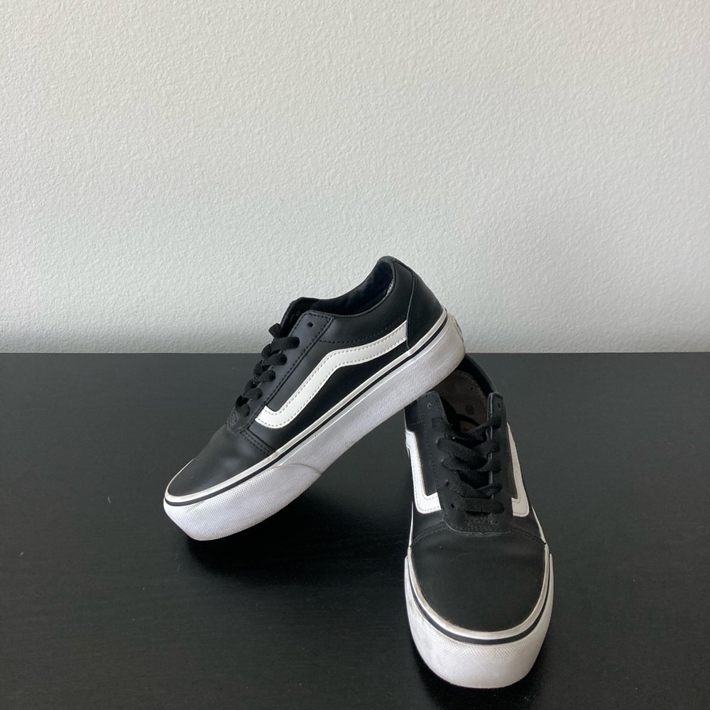 Black platform old school vans